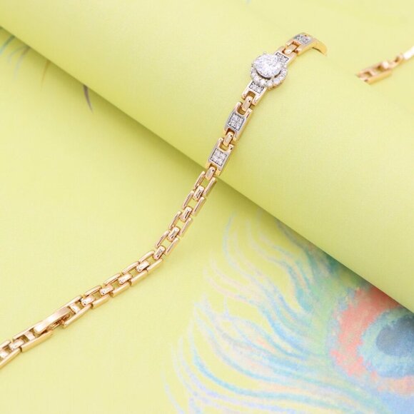 "Rose Gold Bracelet with Sparkling Centerpiece & Link Detailing, XPBL0830 - Picture 8 of 12